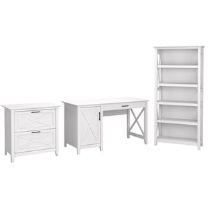 Pemberly Row 54W Computer Desk with Lateral File Cabinet and Bookcase
