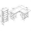 Pemberly Row 60W L Shaped Desk with Mobile File Cabinet and Bookcase