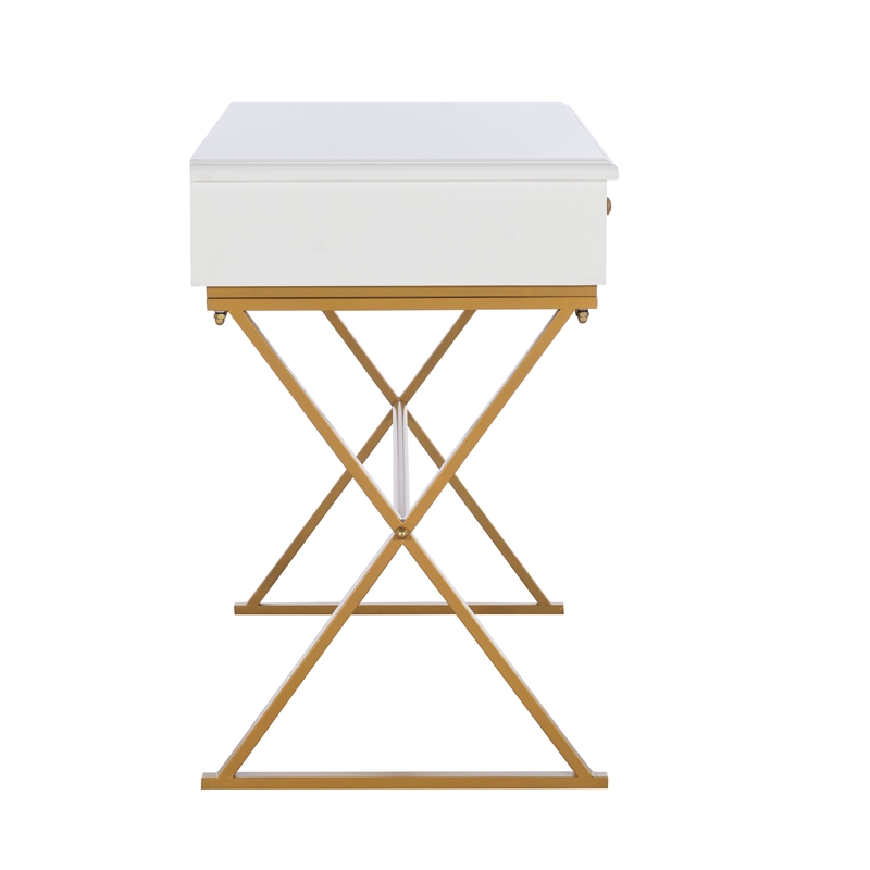 Pemberly Row Modern / Contemporary Two Drawer Metal Desk in White