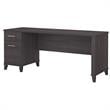 Pemberly Row Contemporary 72W Office Desk with Drawers in Storm Gray