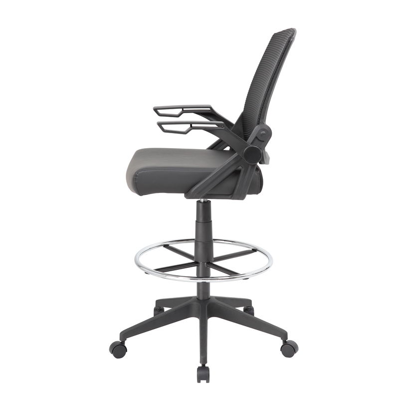 Pemberly Row Contemporary Sit-Stand Adjustable Mesh Chair with Flip Arms
