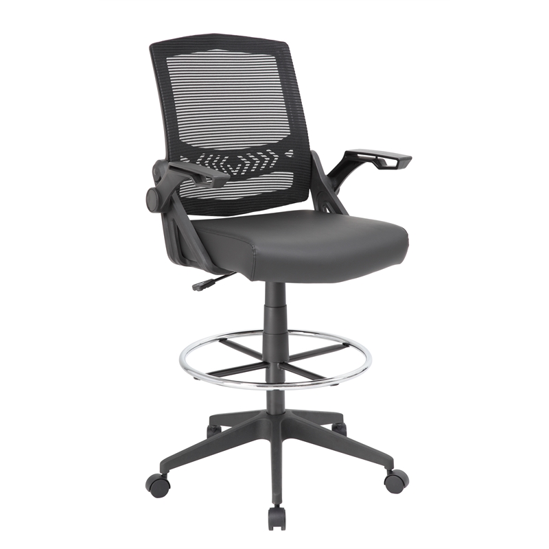 Pemberly Row Contemporary Sit-Stand Adjustable Mesh Chair with Flip Arms