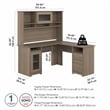 Pemberly Row 60W L Shaped Computer Desk with Hutch in Ash Gray - Engineered Wood