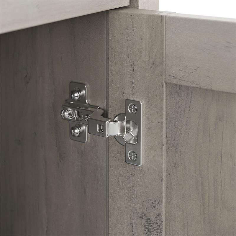 Pemberly Row Small Computer Desk with Hutch in Driftwood Gray - Engineered Wood