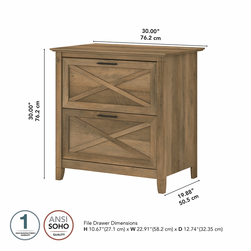 Pemberly Row 2 Drawers Contemporary Wood Lateral File Cabinet in Pine