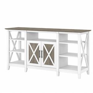 Pemberly Row Modern Wood Tall TV Stand for TVs up to 65&quot in Gray