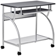 Pemberly Row Contemporary Mobile Metal Computer Cart in Black Anthracite