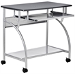 Pemberly Row Contemporary Mobile Metal Computer Cart in Black Anthracite