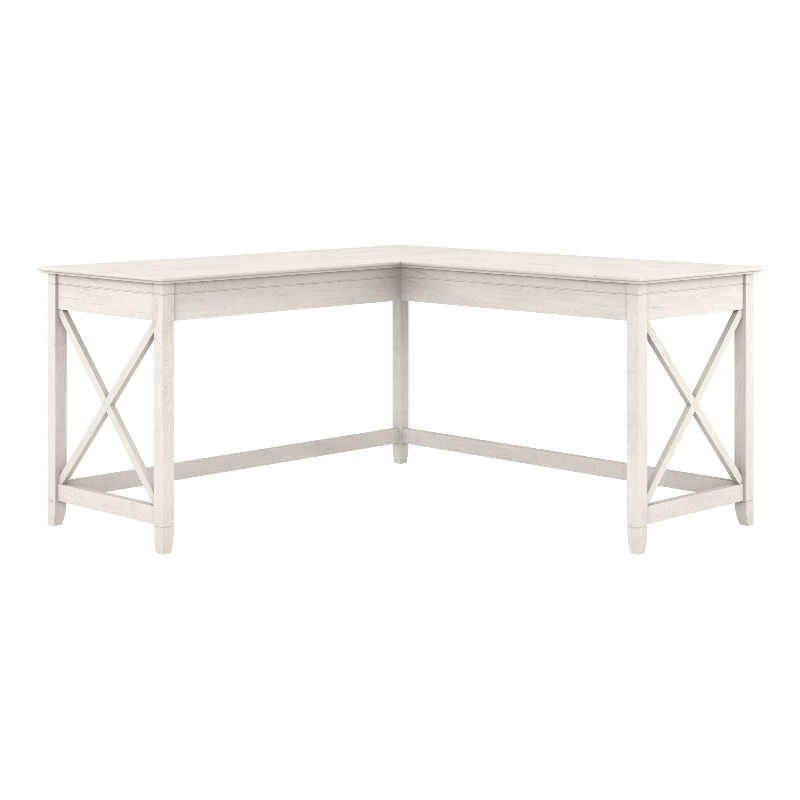 Pemberly Row L Shaped Contemporary Engineered Wood Desk in White