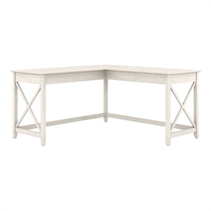 Pemberly Row L Shaped Contemporary Engineered Wood Desk in White