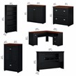 Pemberly Row L Shaped Desk with Hutch and Storage Set in Black - Engineered Wood