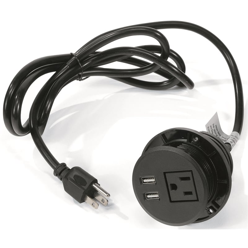Pemberly Row Contemporary Plastic and Rubber Wire Power Grommet in Black