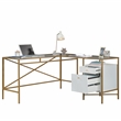 Pemberly Row Contemporary  Engineered Wood L-Desk in White Finish