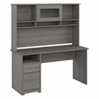Pemberly Row 60W Computer Desk with Hutch in Modern Gray - Engineered Wood