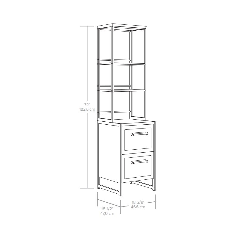 Pemberly Row Contemporary Engineered Wood/Metal File Tower in Barrel Oak