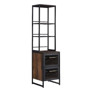 Pemberly Row Contemporary Engineered Wood/Metal File Tower in Barrel Oak