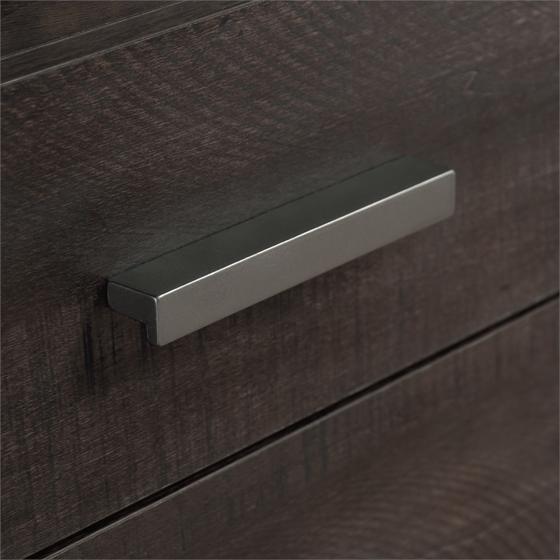 Pemberly Row Contemporary Engineered Wood and Metal Desk in Blade Walnut