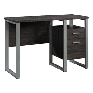 Pemberly Row Contemporary Engineered Wood and Metal Desk in Blade Walnut