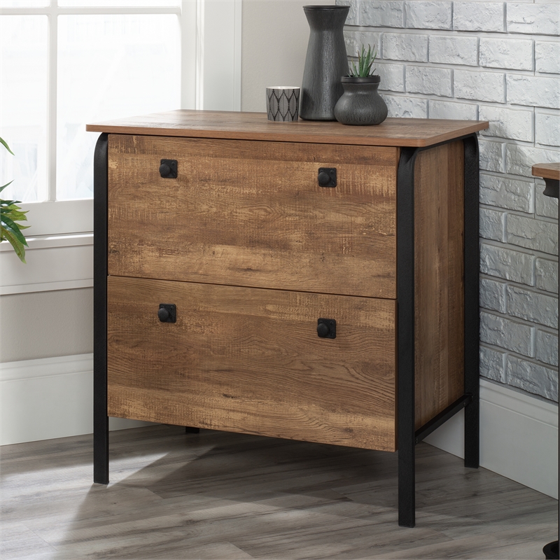 Pemberly Row Contemporary Engineered Wood Lateral File in Etched Oak