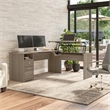 Pemberly Row 72W 3 Position Sit to Stand L Desk in Ash Gray - Engineered Wood