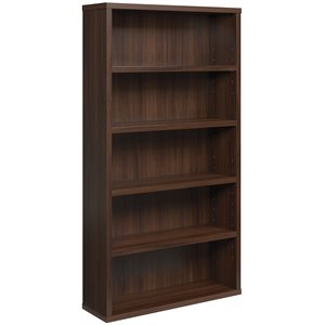 Pemberly Row Engineered Wood 5-Shelf Bookcase in Noble Elm/Brown