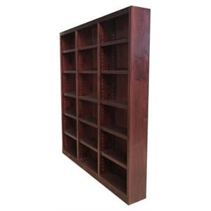 Pemberly Row Traditional 84&quot Tall 18-Shelf Triple Wide Wood Bookcase in Cherry