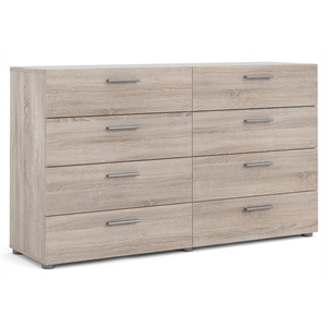 Pemberly Row Contemporary 8 Drawer Double Dresser in Truffle