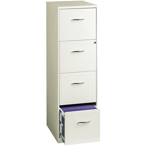 Pemberly Row 18&quot 4-Drawer Traditional Metal Filing Cabinet in White