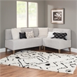 Pemberly Row Wood Upholstered Corner Nook Bench in Light Grey