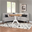 Pemberly Row Wood Upholstered Corner Nook Bench in Light Grey