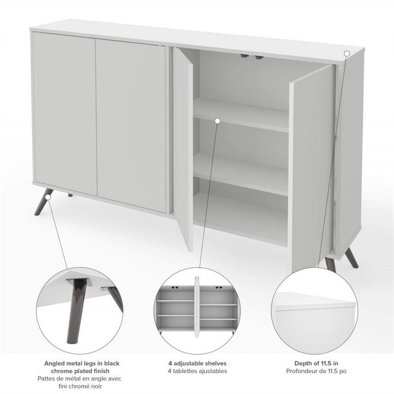 Pemberly Row Modern Wood Storage Console Table in White Finish