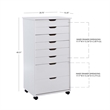 Pemberly Row 8-Drawer Transitional Wood Storage Cart in White Wash