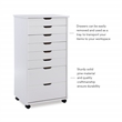 Pemberly Row 8-Drawer Transitional Wood Storage Cart in White Wash