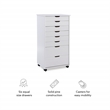 Pemberly Row 8-Drawer Transitional Wood Storage Cart in White Wash