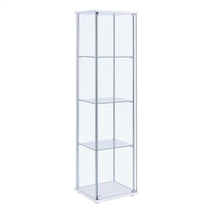 Pemberly Row Rectangular 4-shelf Glass Curio Cabinet White and Clear