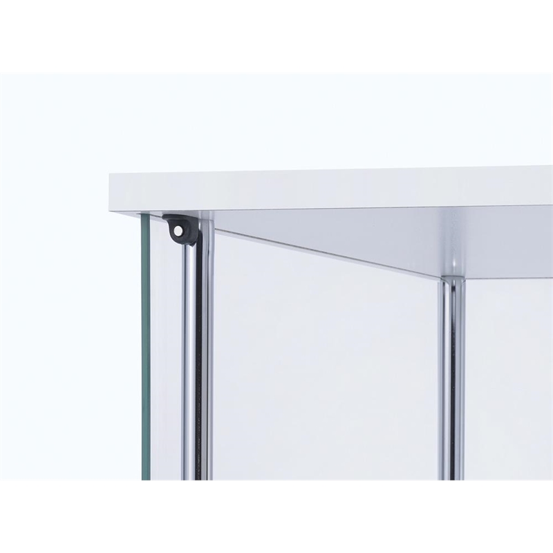Pemberly Row Rectangular 4-shelf Glass Curio Cabinet White and Clear