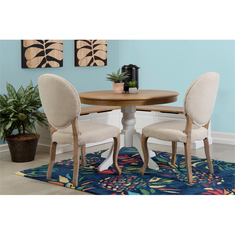 Pemberly Row Backless Wood Two Tone Breakfast Nook in Natural and White