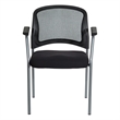 Pemberly Row Black Mesh Back with Padded Fabric Seat Visitor's Chair with Arms