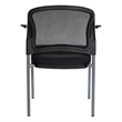 Pemberly Row Black Mesh Back with Padded Fabric Seat Visitor's Chair with Arms