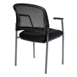 Pemberly Row Black Mesh Back with Padded Fabric Seat Visitor's Chair with Arms