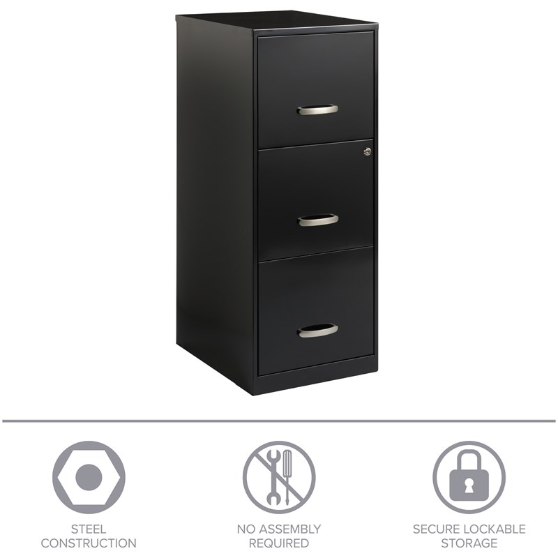 Pemberly Row Set of 2 4 and 3 Drawer Filing Cabinets in Black