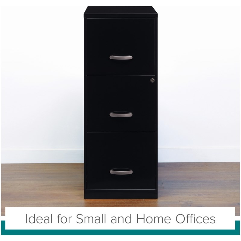 Pemberly Row Set of 2 4 and 3 Drawer Filing Cabinets in Black