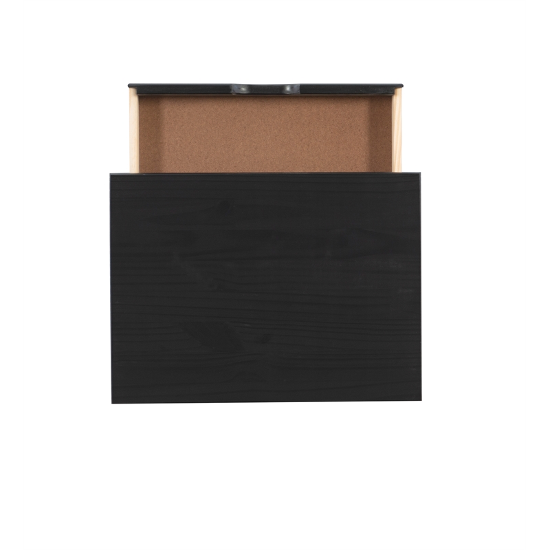 Pemberly Row Transitional Six Drawer Wood Rolling Storage Cart in Black