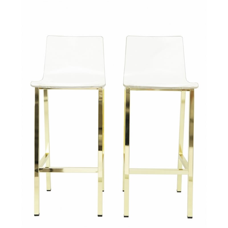 Pemberley Row Plastic Gold Bar Stool Square Footrest Set of 2 39.75