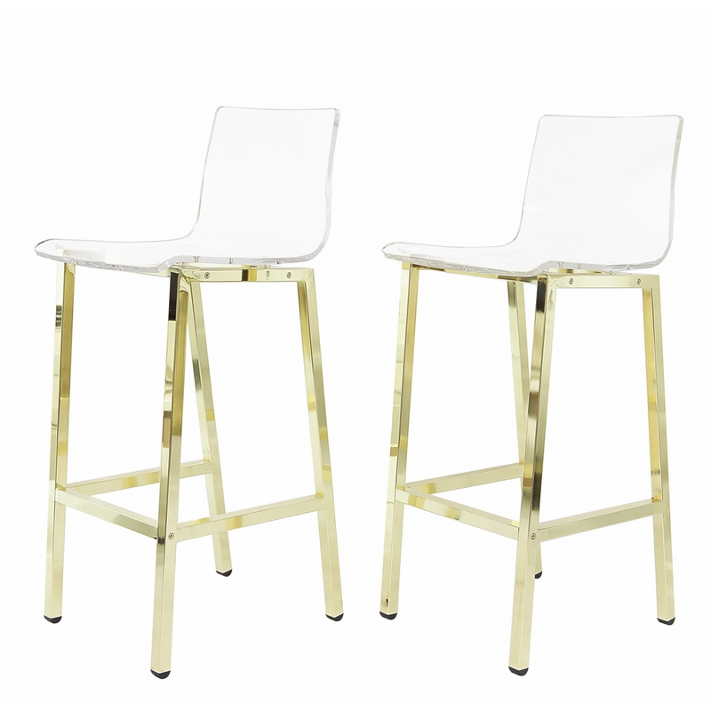 Pemberley Row Plastic Gold Bar Stool Square Footrest Set of 2 39.75