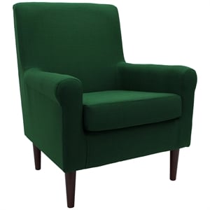 Pemberly Row 17.5&quotH Fabric Rolled Arm Lounge Chair in Emerald Green