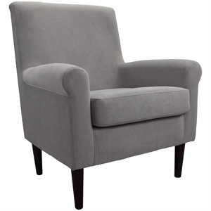 Pemberly Row 17.5&quotH Fabric Rolled Arm Lounge Chair in Gray Finish