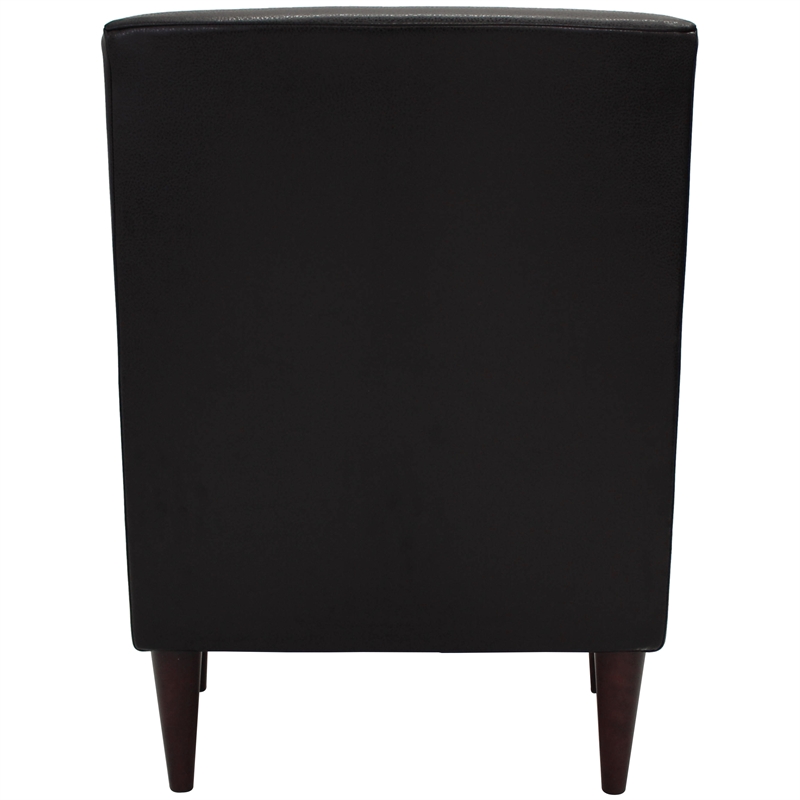 Pemberly Row Traditional Faux Leather Arm Chair in Black Finish