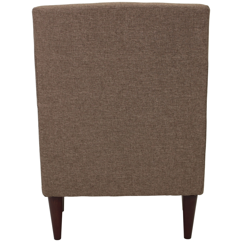 Pemberly Row Traditional Fabric Arm Chair in Pecan Brown Finish