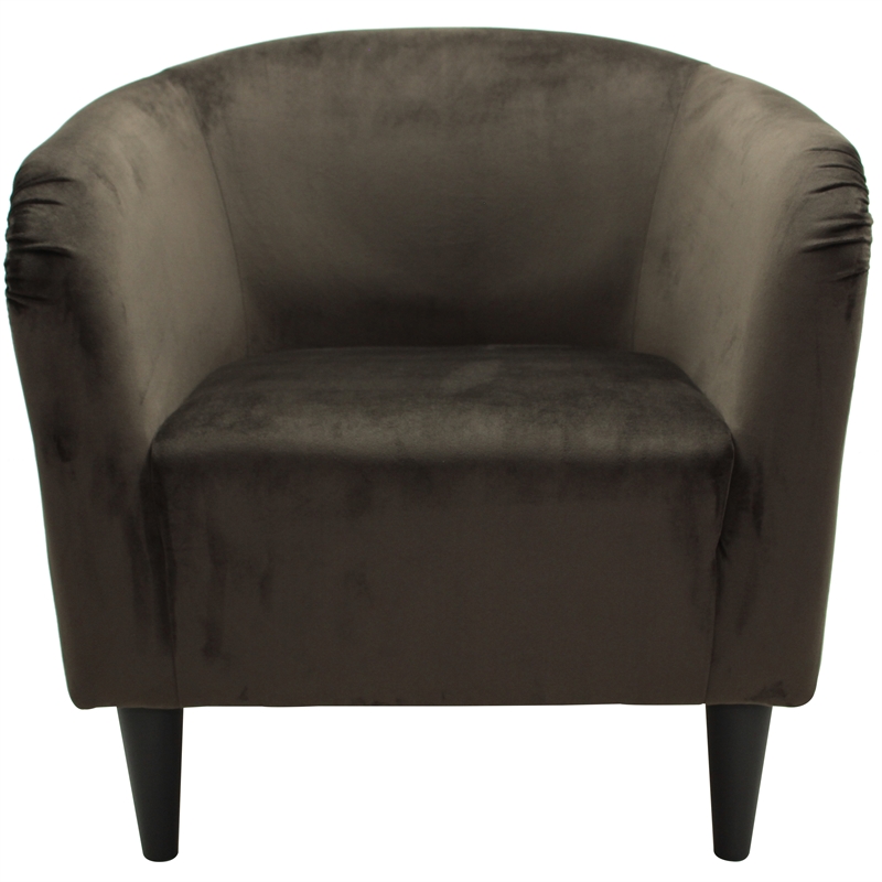 Pemberly Row Traditional Polyester Fabric & EPS Curved Tub Chair in Brown